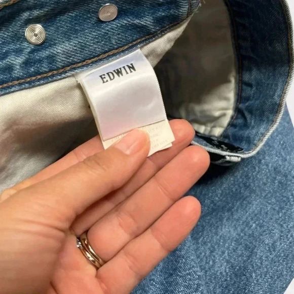 Edwin Women's Small Mom Maiia Wide Leg Trouser Adjustable Waist Jeans Denim - Picture 8 of 8